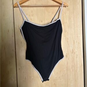SKIMS Black Bodysuit with White Trim